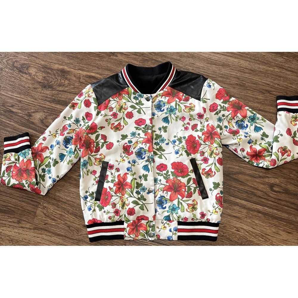 Olivia Culpo x Le Tote Collab Reversible Floral Black Bomber‎ Jacket Size XS